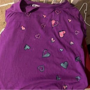 Purple glittery heart shirt